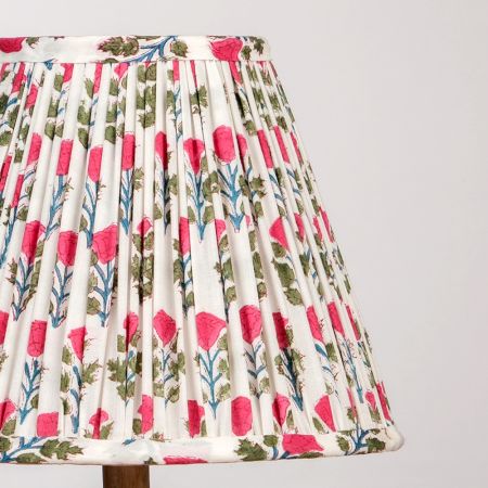 White Pink Block Print Empire Lampshade Large